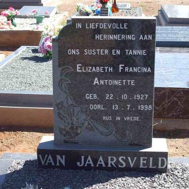 JAARSVELD Elizabeth Francina Antoinette, van 1927-1998