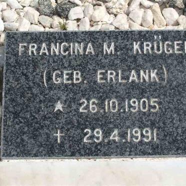 KRüGER Francina M. nee ERLANK 1905-1991