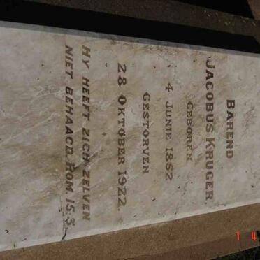 KRUGER Barend Jacobus 1852-1922