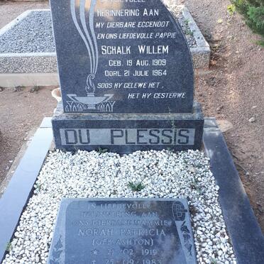 PLESSIS Schalk Willem, du 1909-1964 &amp; Norah Patricia ASHTON 1919-1983