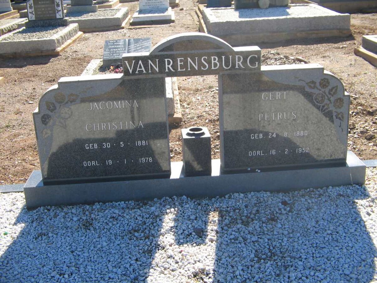 RENSBURG Gert Petrus, van 1880-1952 &amp; Jacomina Christina 1881-1978