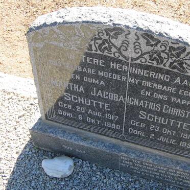 SCHUTTE Ignatius Christiaan 1914-1951 &amp; Martha Jacoba 1917-1990