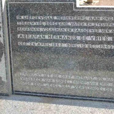 VRIES Abraham Hermanus, de 1862-1943