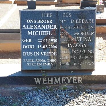 WEHMEYER Alexander Michiel 1930-2006 &amp; Christina Jacoba DORFLING 1924-1986