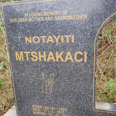 MTSHAKACI Notayiti 1922-1972