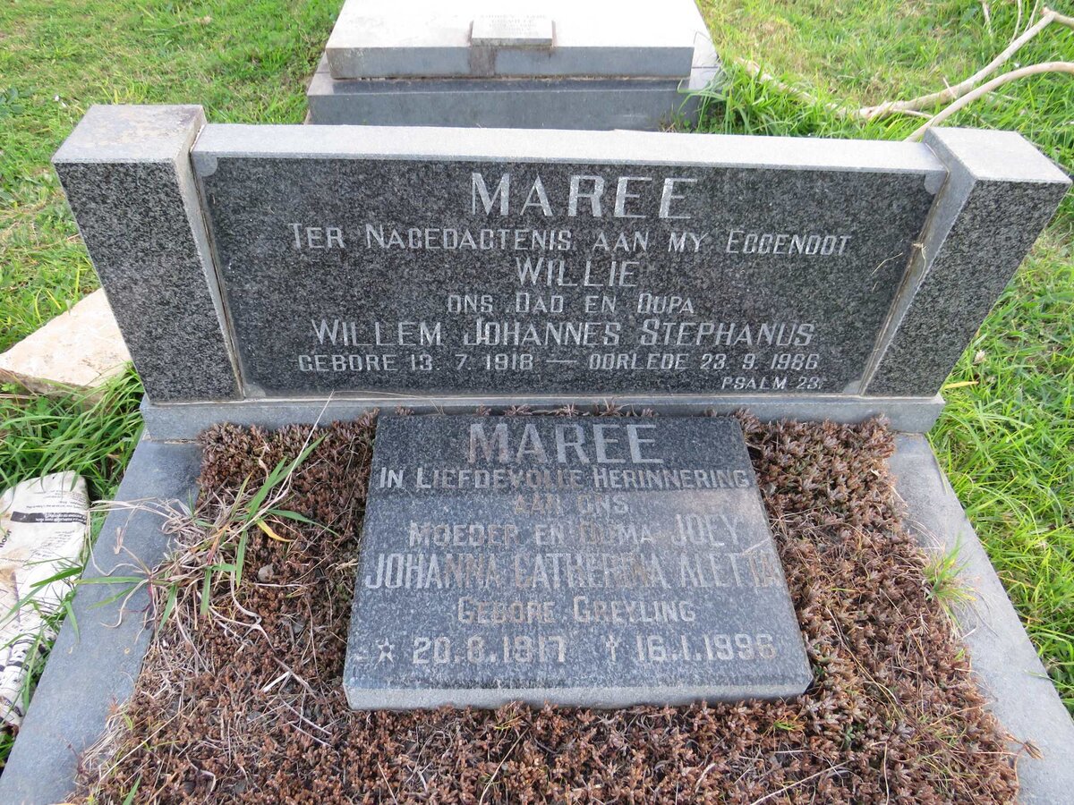 MAREE Willem Johannes Stephanus 1918-1986 &amp; Johanna Catherina Aletta GREYLING 1917-1996