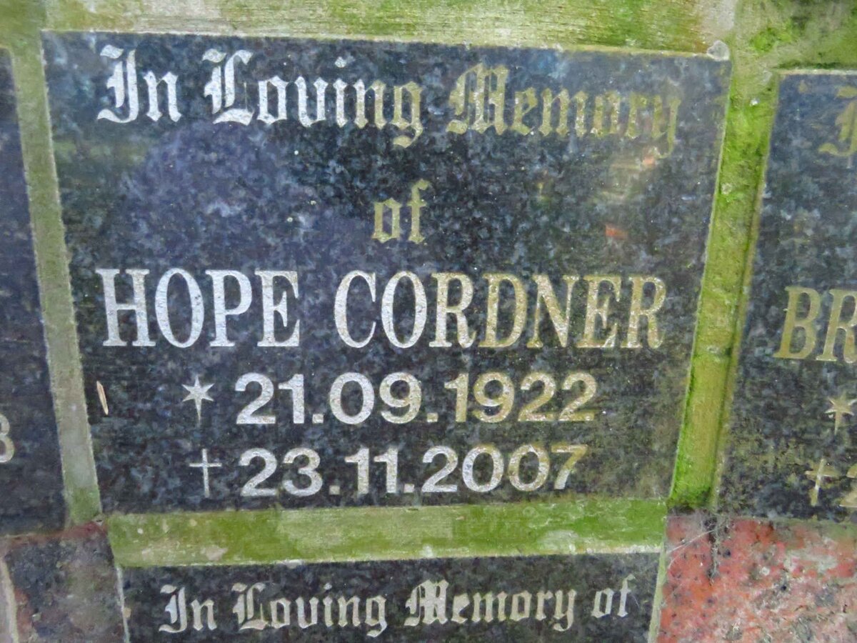 CORDNER Hope 1922-2007
