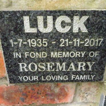 LUCK Rosemary 1935-2017