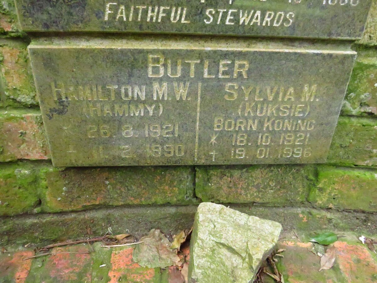 BUTLER Hamilton M.W. 1921-1990 &amp; Sylvia M. KONING 1921-1996