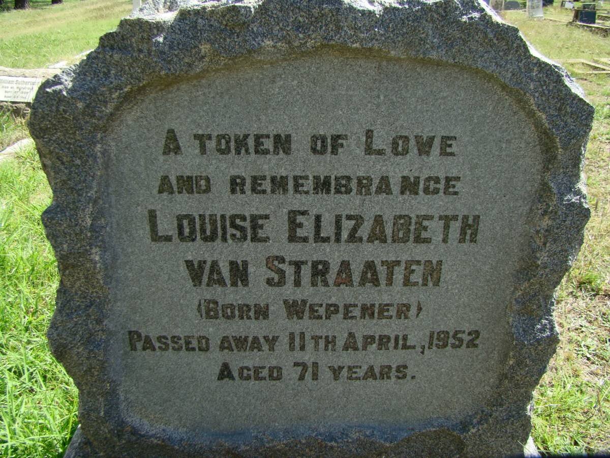 STRAATEN Louise Elizabeth, van nee WEPENER -1952