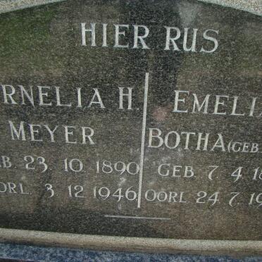 MEYER Cornelia H. 1890-1946 :: BOTHA Emelia A. nee MEYER 1898-1938