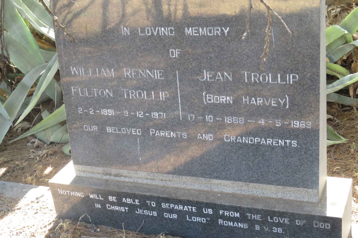 TROLLIP William Rennie Fulton 1891-1971 &amp; Jean HARVEY 1888-1969