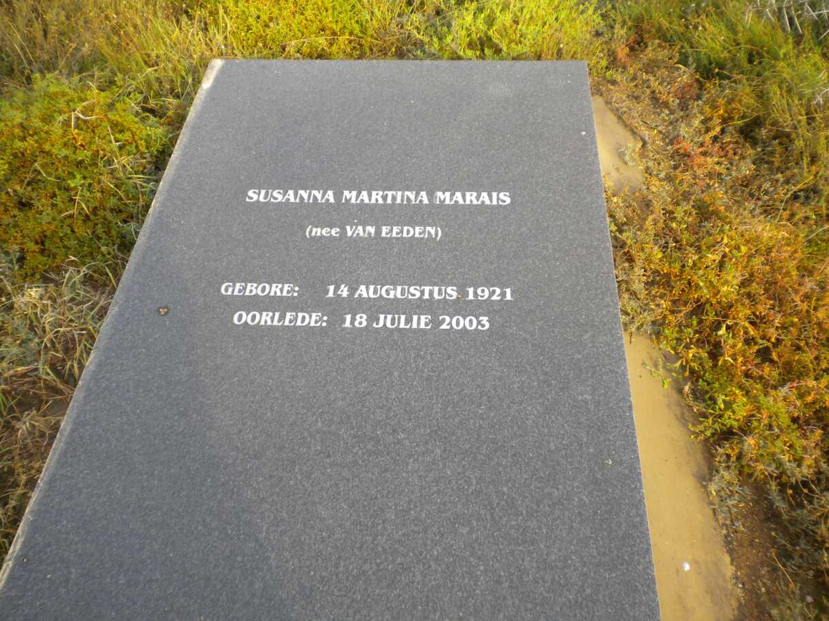 MARAIS Susanna Martina nee VAN EEDEN 1921-2003