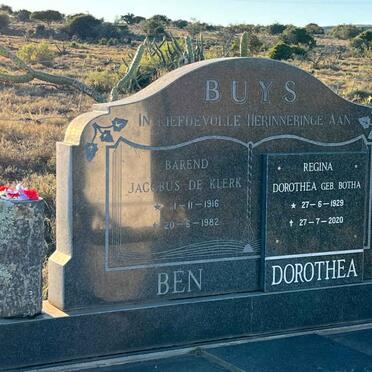 BUYS Barend Jacobus de Klerk 1916-1982 & Regina Dorothea BOTHA 1929-2020