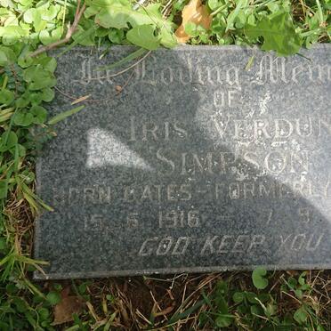 SIMPSON Iris Verdun formerly RAINE nee GATES 1916-1990