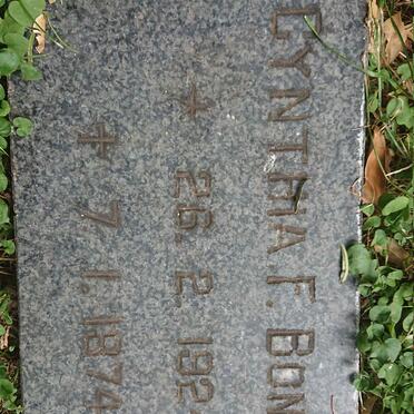 BONNER Cynthia F. 1924-1974