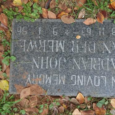 MERWE Adrian John, van der 1963-1996