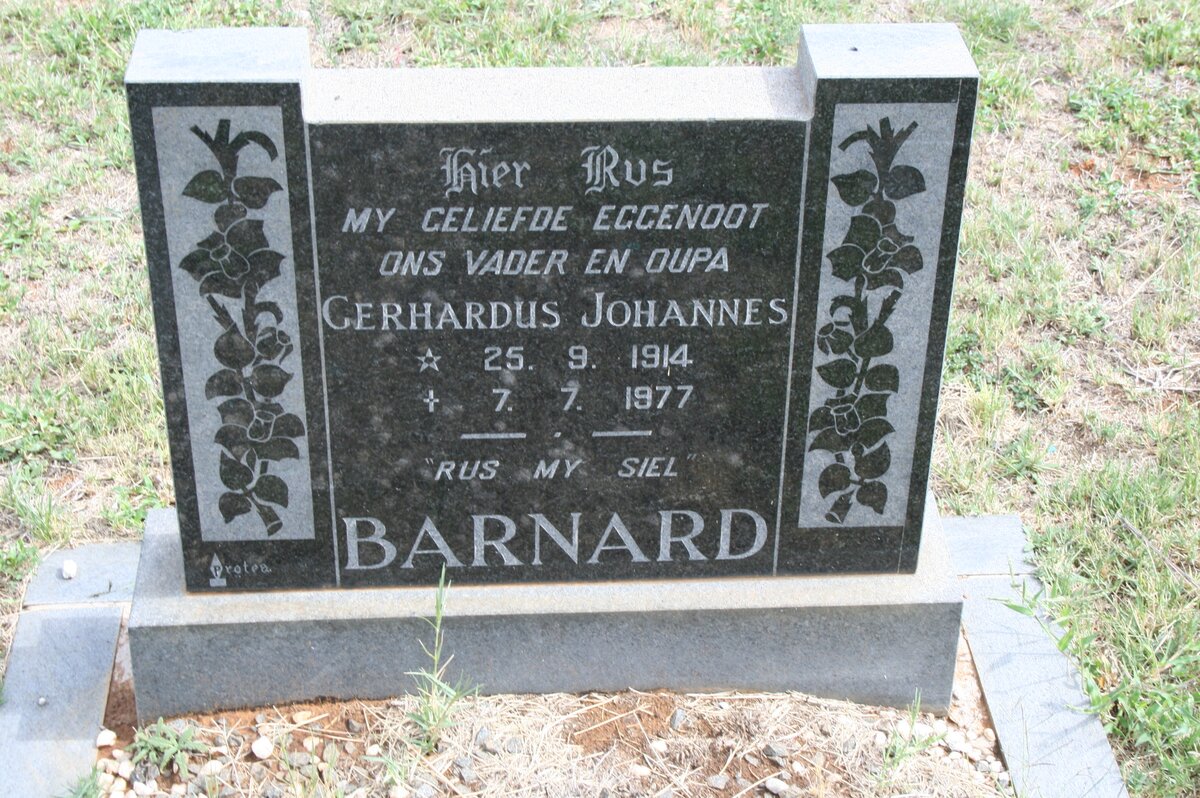 BARNARD Gerhardus Johannes 1914-1977