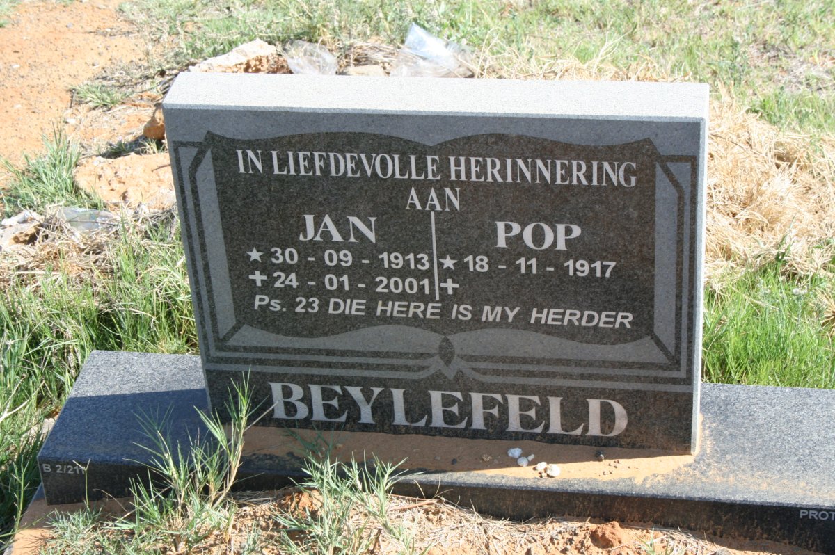BEYLEFELD Jan 1913-2001 &amp; Pop 1917
