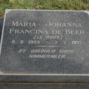 BEER Maria Johanna Francina, de nee LE ROUX 1905-1995