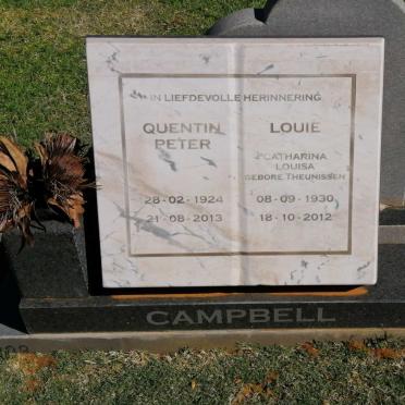 CAMPBELL Quentin Peter 1924-2013 &amp; Catharina Louisa THEUNISSEN 1930-2012