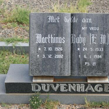 DUVENHAGE Marthinus 1926-2002 &amp; E.M. 1933-1984