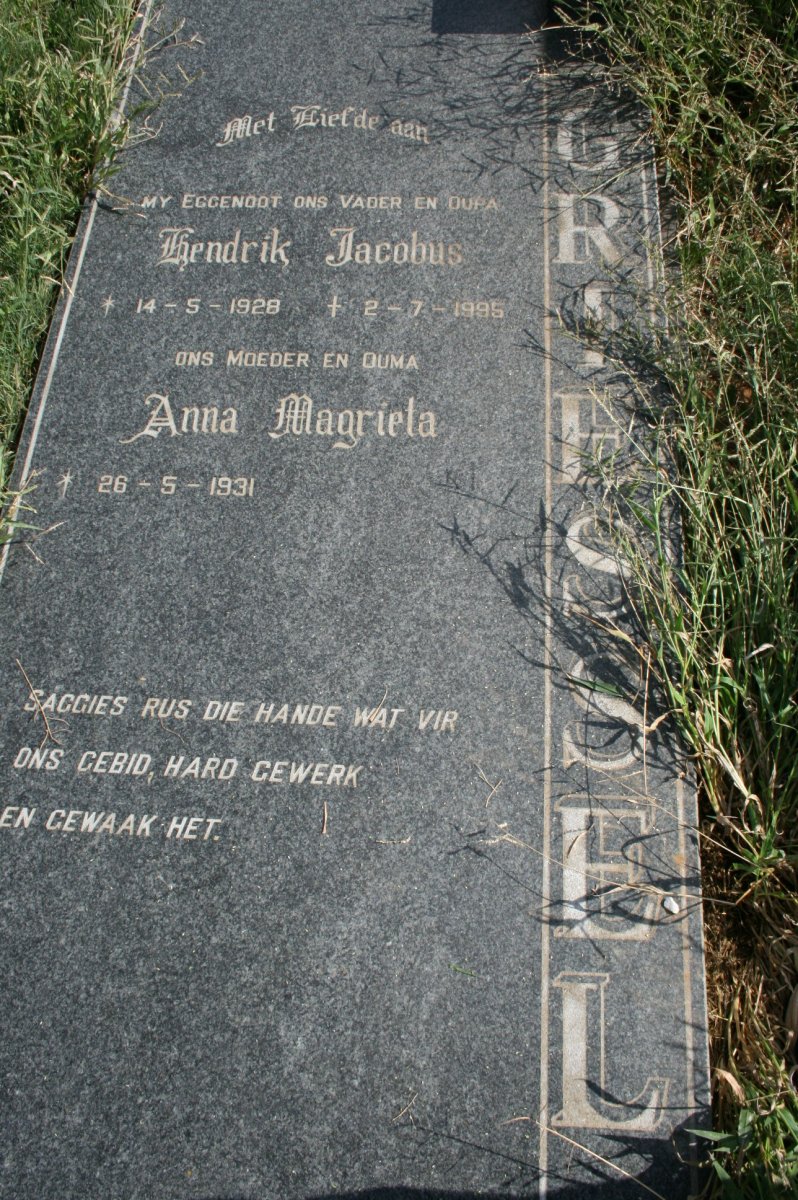 GRIESSEL Hendrik Jacobus 1928-1996 &amp; Anna Magrieta 1931-