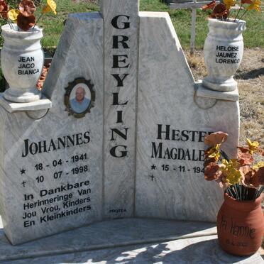 GREYLING Johannes 1941-1998 &amp; Hester Magdalena 194