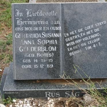 GELDERBLOM Getruida Susanna Anna Sophia nee BOTES 1915-1989