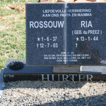 HURTER Rossouw 1937-2003 &amp; Ria DU PREEZ 1944