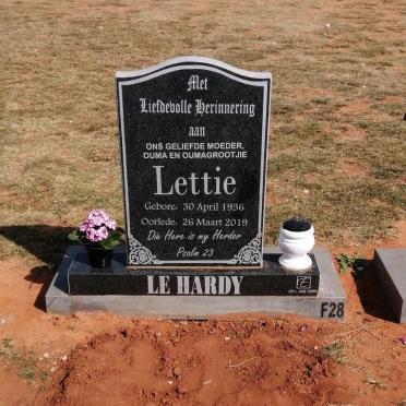 HARDY Lettie, le 1936-2019