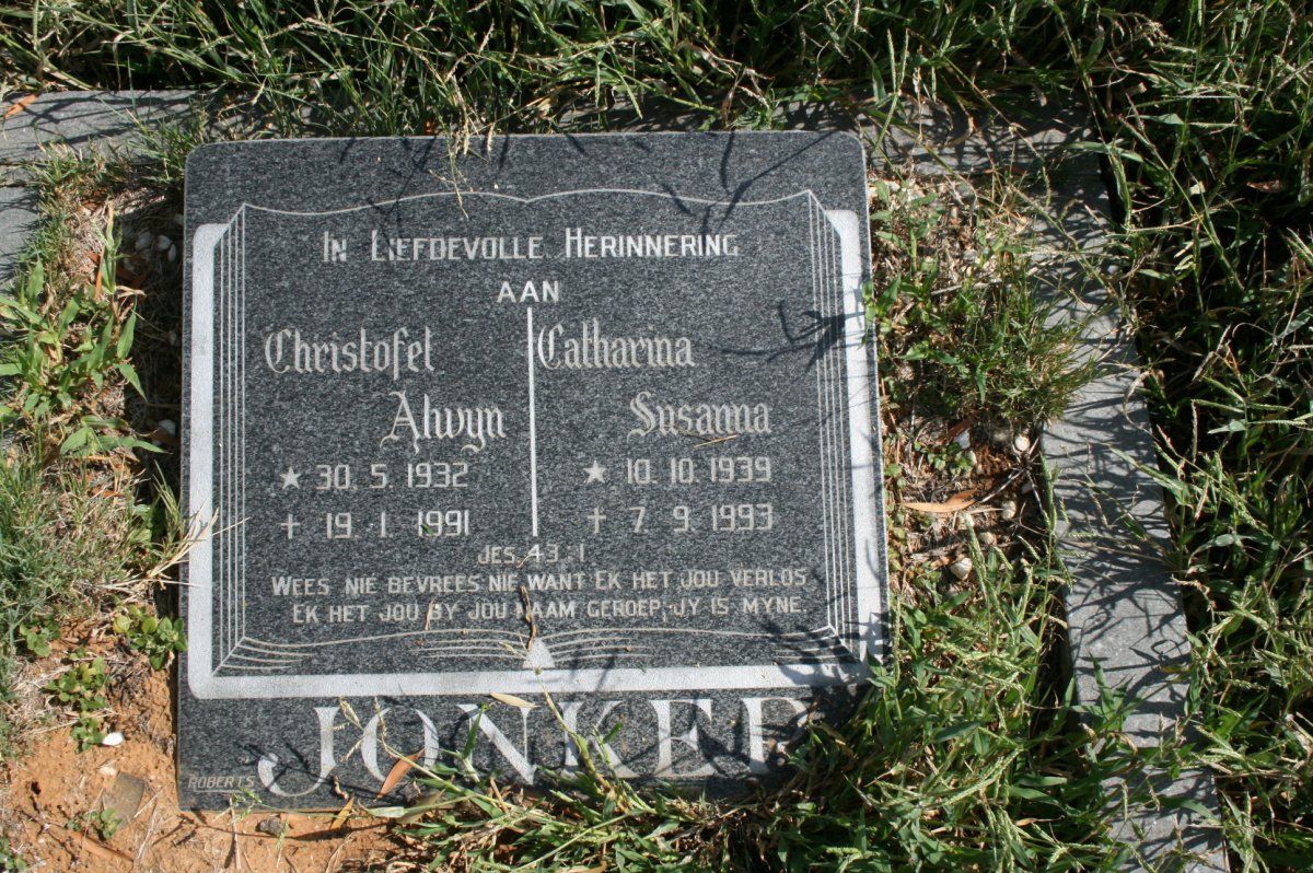 JONKER Christofel Alwyn 1932-1991 &amp; Catharina Susanna 1939-1993