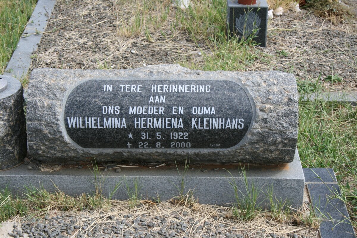 KLEINHANS Wilhelmina Hermiena 1922-2002