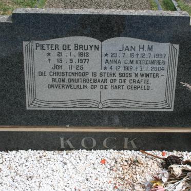 KOCK Pieter De Bruyn 1918-1977 &amp; Anna C.M. CAMPHER 1916-2004 - Jan H.M. 1916-1997