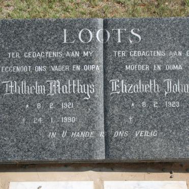 LOOTS Wilhelm Matthys 1921-1990 &amp; Elizabeth Johanna 1923-