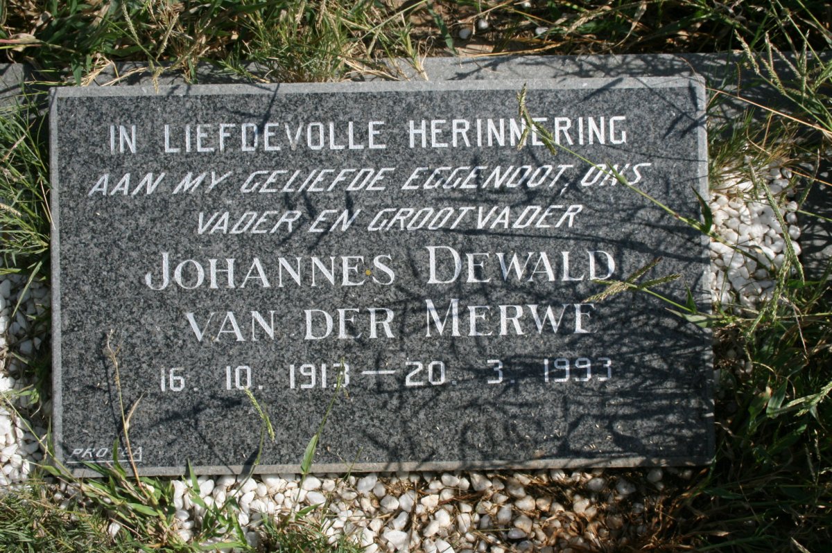 MERWE Johannes Dewald, van der 1913-1993