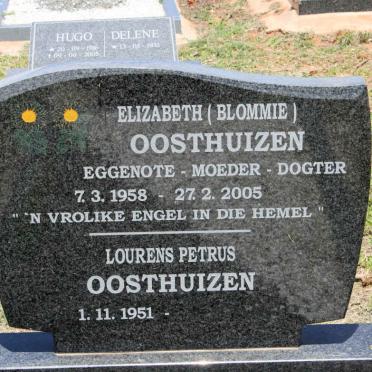 OOSTHUIZEN Lourens Petrus 1951- &amp; Elizabeth 1958-2005
