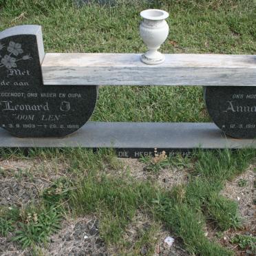 PRINSLOO Leonard J. 1903-1986 &amp; Anna M.M. 1911-1988