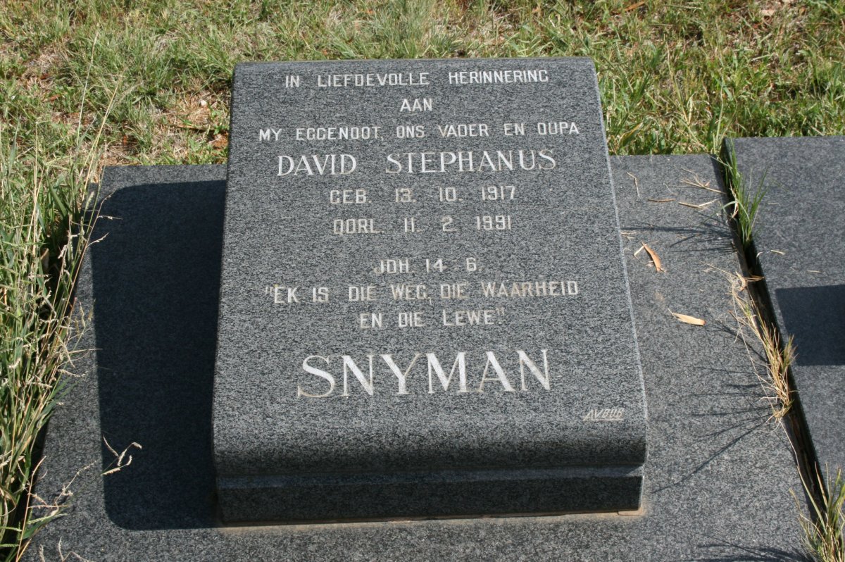 SNYMAN David Stephanus 1917-1991