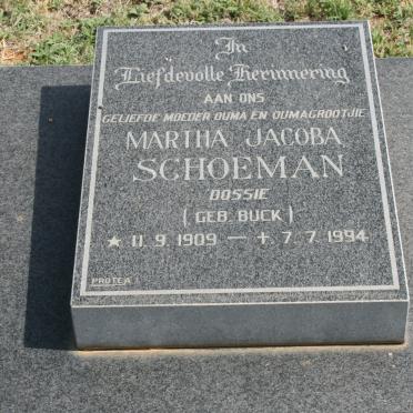 SCHOEMAN Martha Jacoba nee BUCK 1909-1994