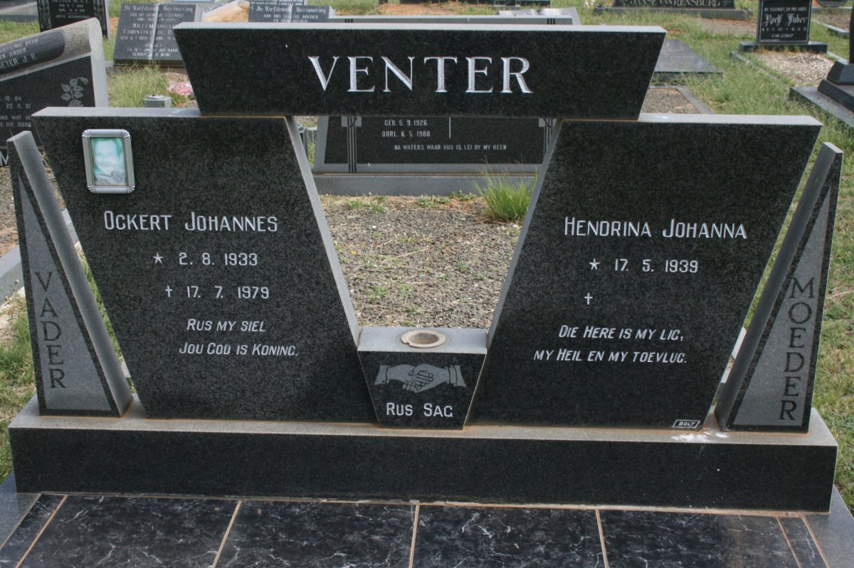 VENTER Ockert Johannes 1933-1979 &amp; Hendrina Johanna 1939-