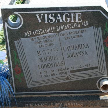 VISAGIE Mattys Machiel Lodewikus 1934-2003 &amp; Catharina Johanna 1940-