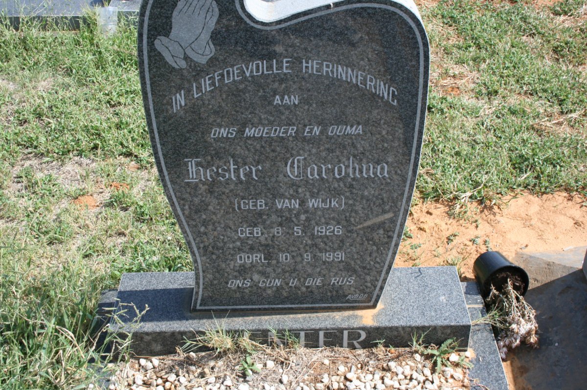 VENTER Hester Carolina nee VAN WIJK 1926-1991