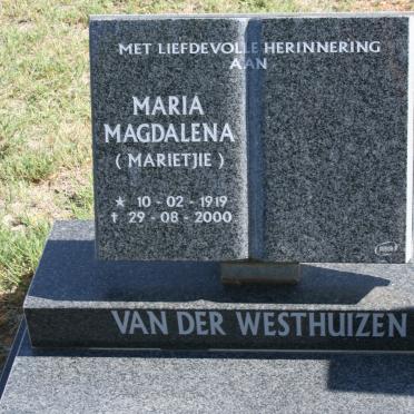 WESTHUIZEN Maria Magdalena, van der 1919-2000