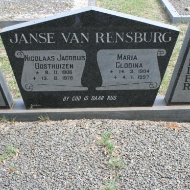 RENSBURG Nicolaas Jacobus Oosthuizen, Janse van 1906-1978 &amp; Maria Glodina 1904-1997