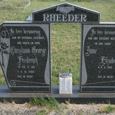 RHEEDER Christiaan George Frederick 1911-1986 &amp; Annie Elizabeth 1906-