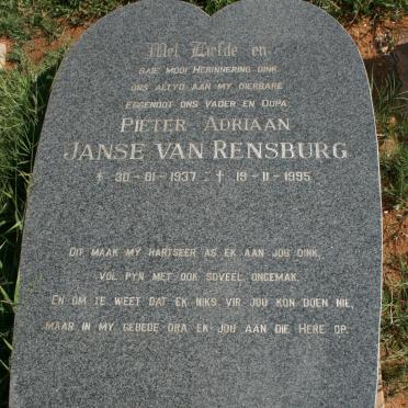 RENSBURG Pieter Adriaan, Janse van 1937-1995