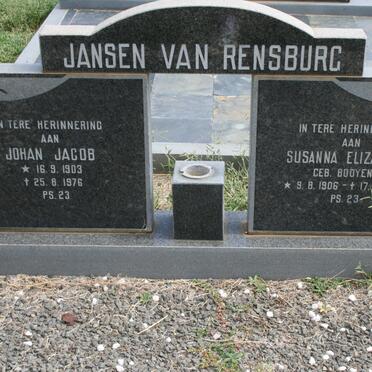 RENSBURG Johan Jacob, Jansen van 1903-1976 &amp; Susanna Elizabeth BOOYENS 1906-1995