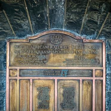 Free State, BLOEMFONTEIN, Bloemfontein Railway Station, WWII Memorial Plaque