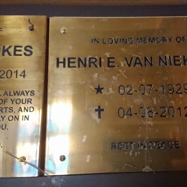 NIEKERK Henri E., van 1929-2012